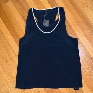 Rag & Bone Farah Dark Blue Tank Top with White Trim